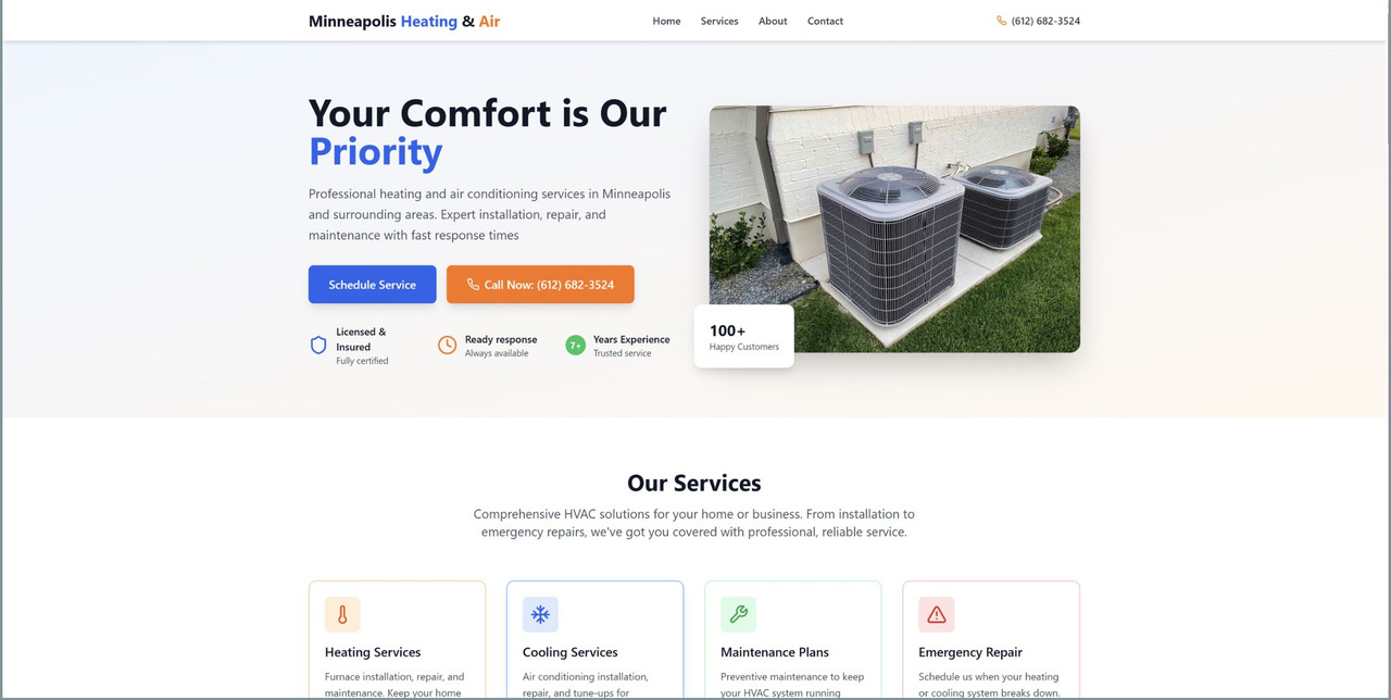 Minneapolis HVAC website