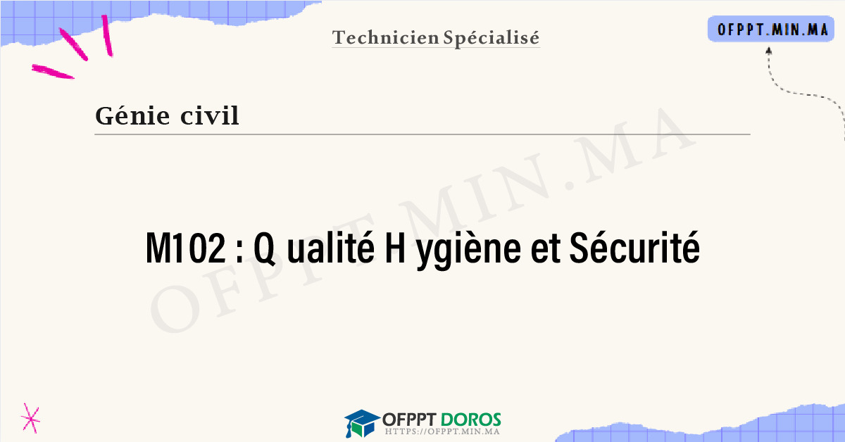 Sommaire détaillé du cours Qualité Hygiène et Sécurité M102 OFPPT - Structure du module