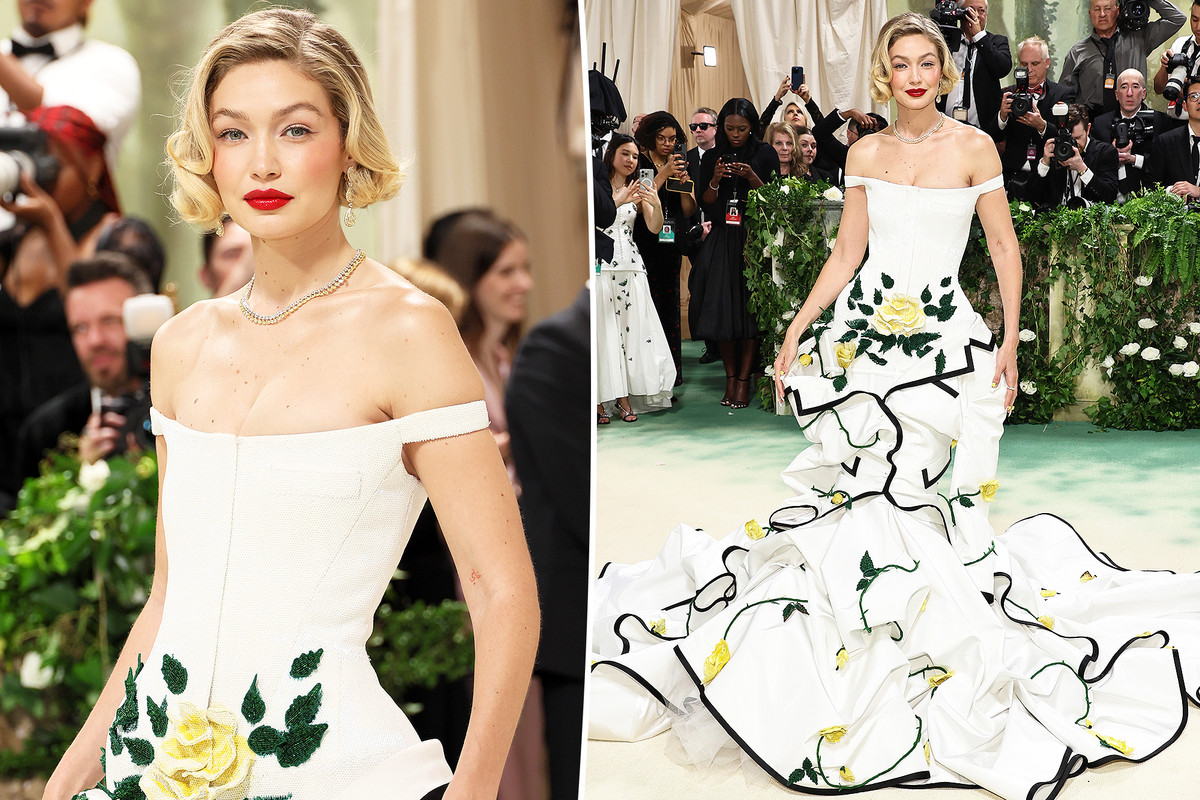 Gigi Hadid In Thom Browne And Chopard Jewelry