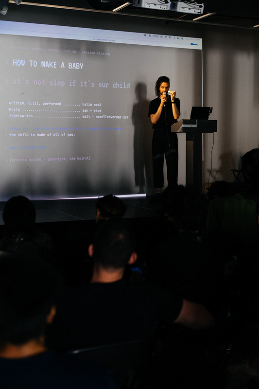 Halim Madi performing 'how to make a baby' at the closing reception