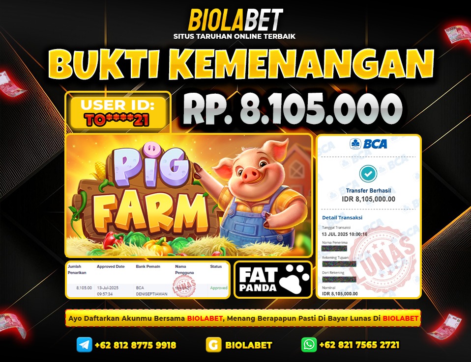 BIOLABET JACKPOT FAT PANDA PIG FARM  Rp.8.105.000.,- LUNAS