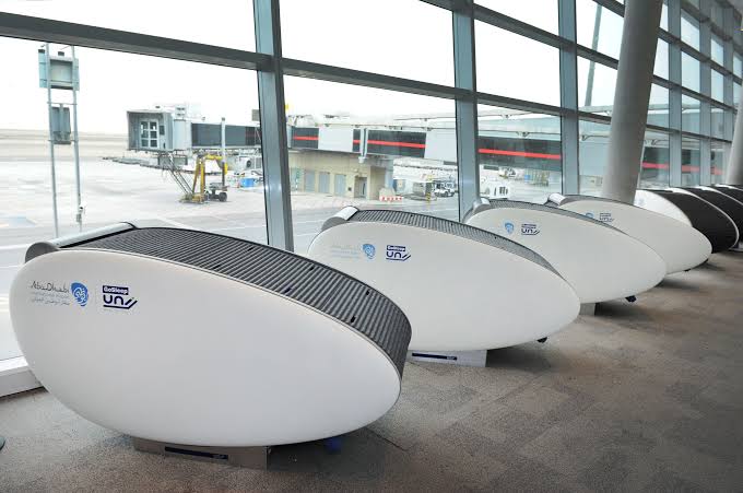 Airport sleeping pods for delayed and connecting flight passengers