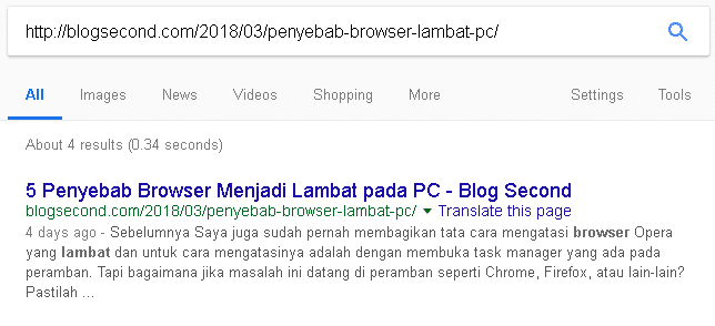 Menuliskan URL di Pencarian Google