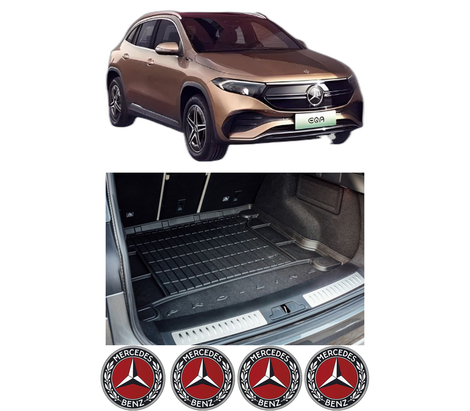 Tavita Portbagaj MERCEDES-BENZ EQA (H243) din 2021-2022, Protectie Portbagaj Auto, 4x Stickere auto cu MERCEDES-BENZ