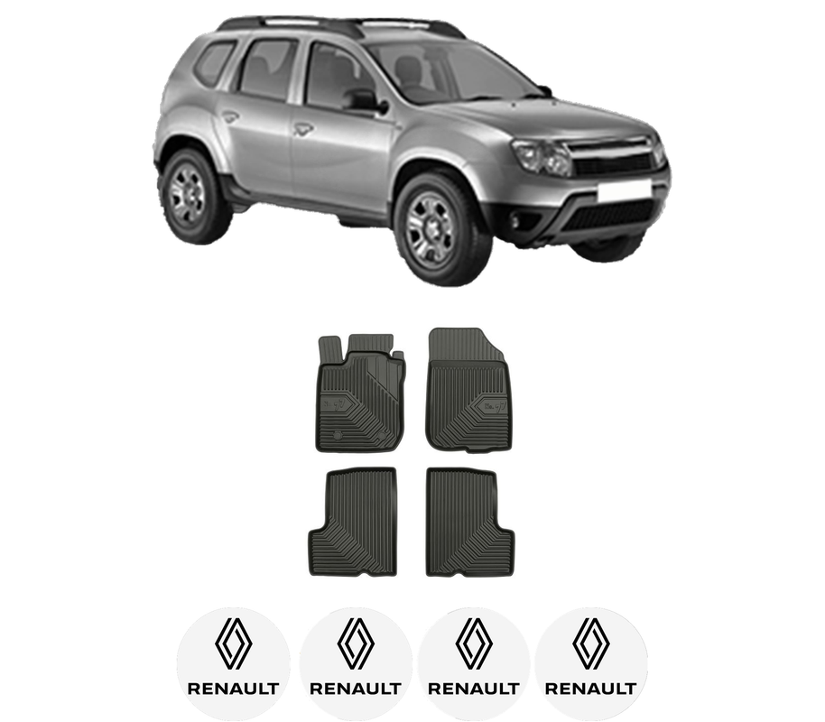 Set covorase presuri RENAULT DUSTER (HS_) din 2010-2018, auto, din cauciuc thermoplastic, 4 Stickere auto cu RENAULT