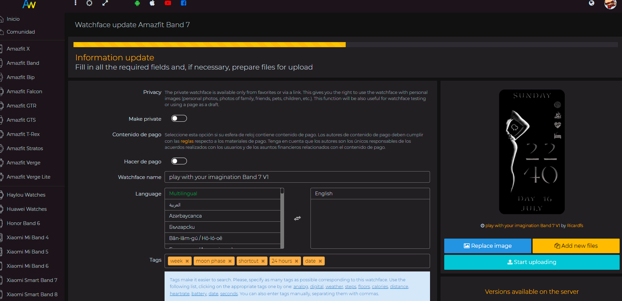 It doesn't let me edit my watch face Amazfit Watch faces