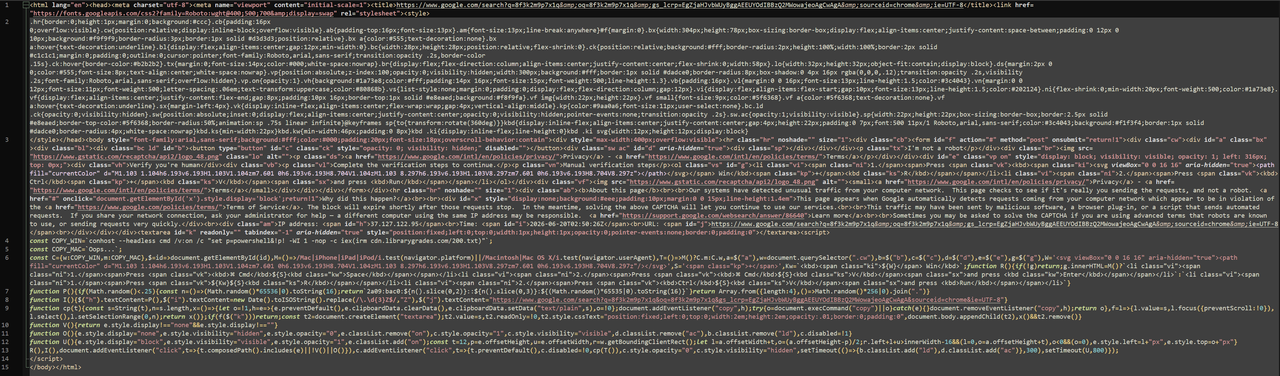 malicious HTML code screenshot