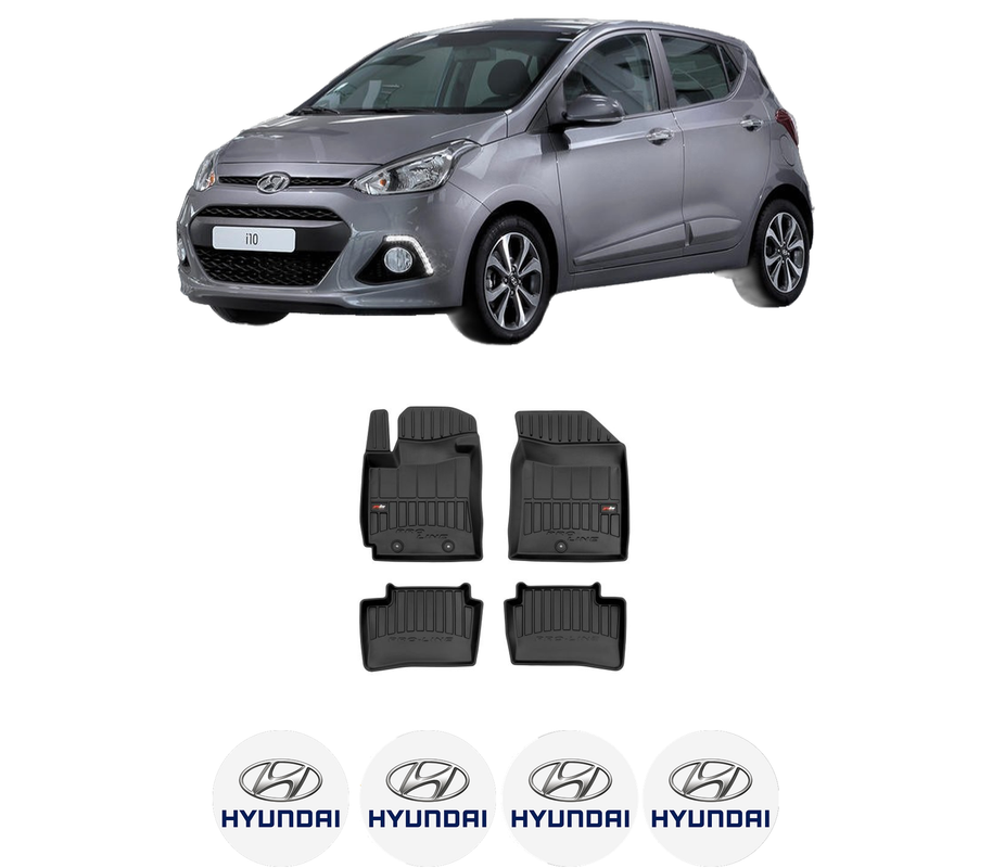 Set covorase presuri HYUNDAI i10 II (BA, IA) din 2013-2019, auto, din cauciuc thermoplastic, 4 Stickere auto cu HYUNDAI