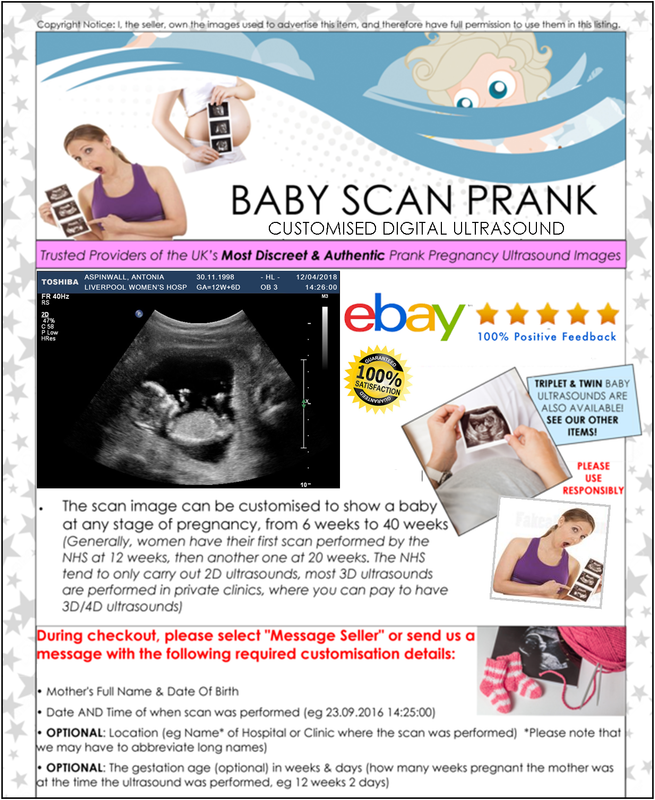 Prank Ultrasound Baby Scan Photo Pregnancy Joke Personalised Custom