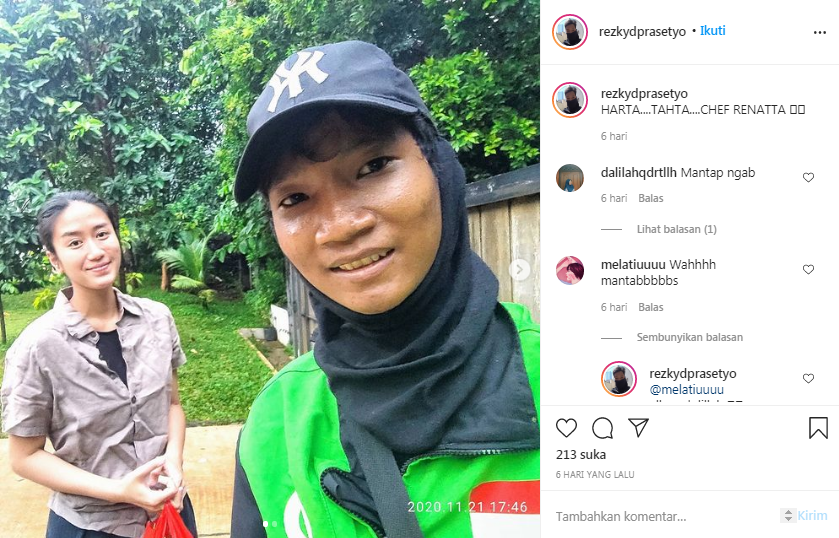 Chef Renatta bersama driver ojek online