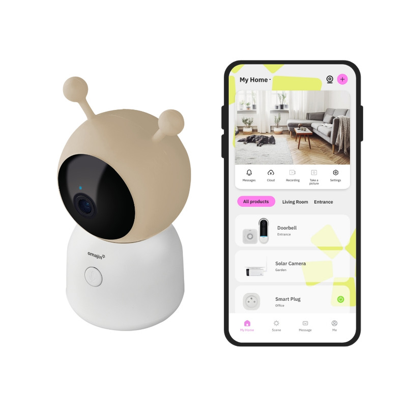 Image of OMAJIN by Netatmo Videocamera Baby Monitor 2K HD, visione notturna, avviso pianto, audio bidirezionale, ninna nanna, luce notturna, sensori umidit√† e temperatura, controllo app, OBC-01