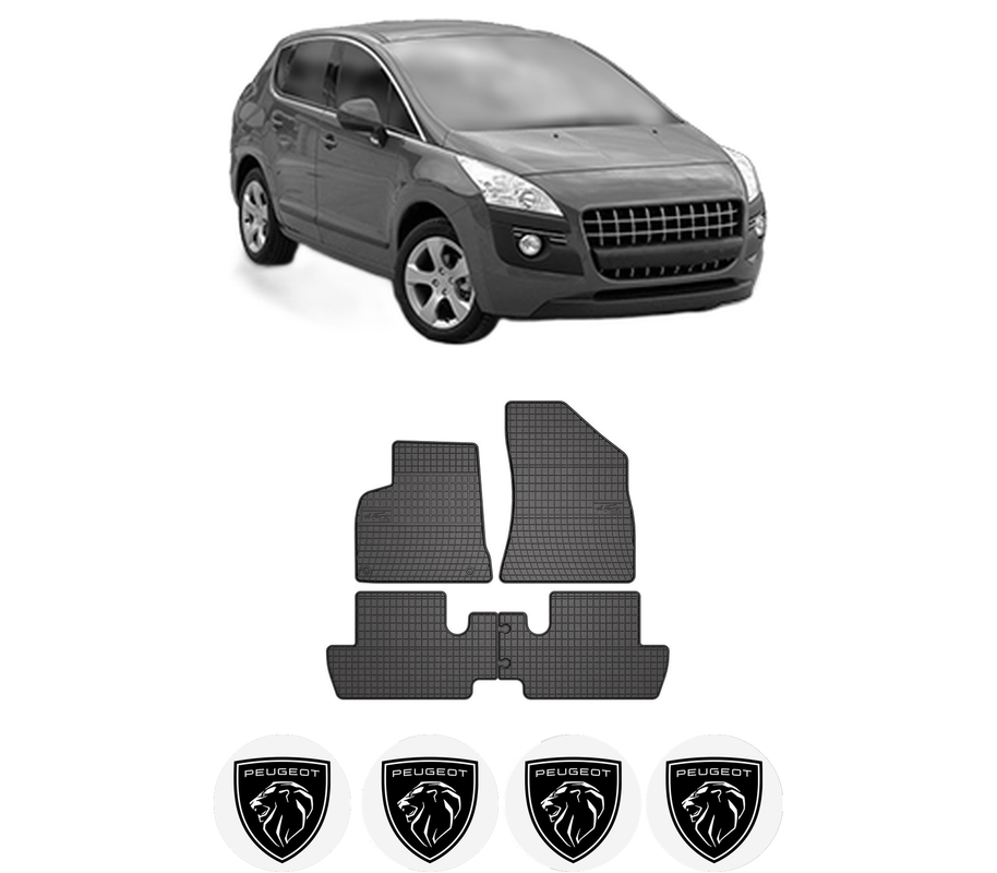 Set covorase presuri PEUGEOT 3008 Van (0U_) din 2009-2016, auto, din cauciuc thermoplastic, 4 Stickere auto cu PEUGEOT