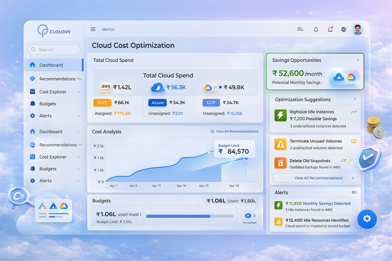 CloudPi cloud cost optimization dashboard
