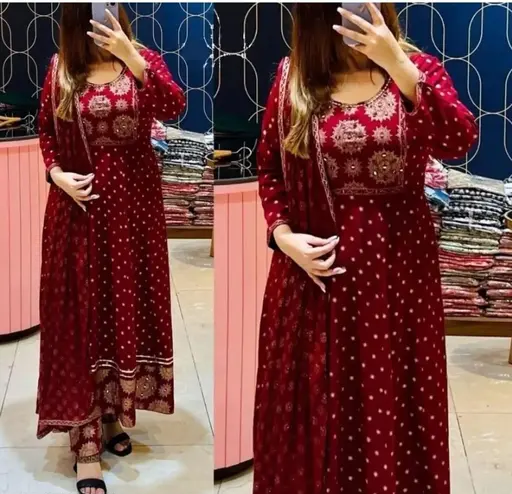 Anarkali Dupatta Set" Women's Printed "Anarkali Kurti" & Pant Dupatta Set Color 3 (R110)