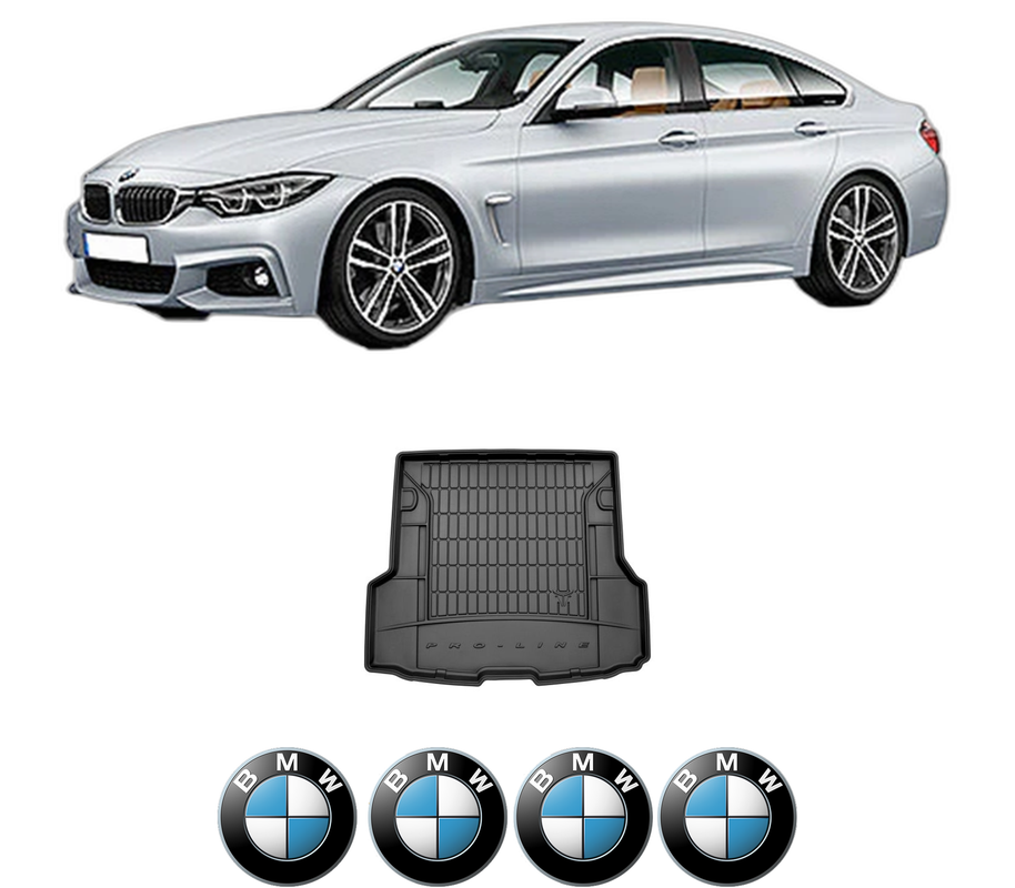 Tavita Portbagaj BMW Seria 4 Gran Coupe (F36) din 2014-2021, Protectie Portbagaj Auto, 4x Stickere auto cu BMW