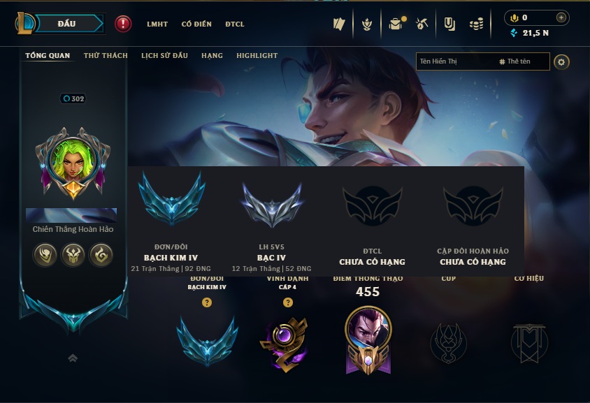 Acc LMHT # - Khung Bạch Kim