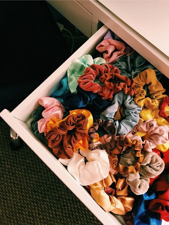 scrunchies in a drawer