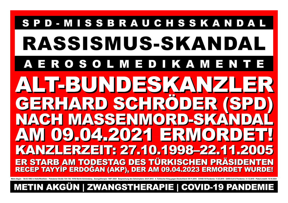 Altkanzler Gerhard Schröder (SPD) nach Massenmord-Skandal am 09.04.2021 ermordet!