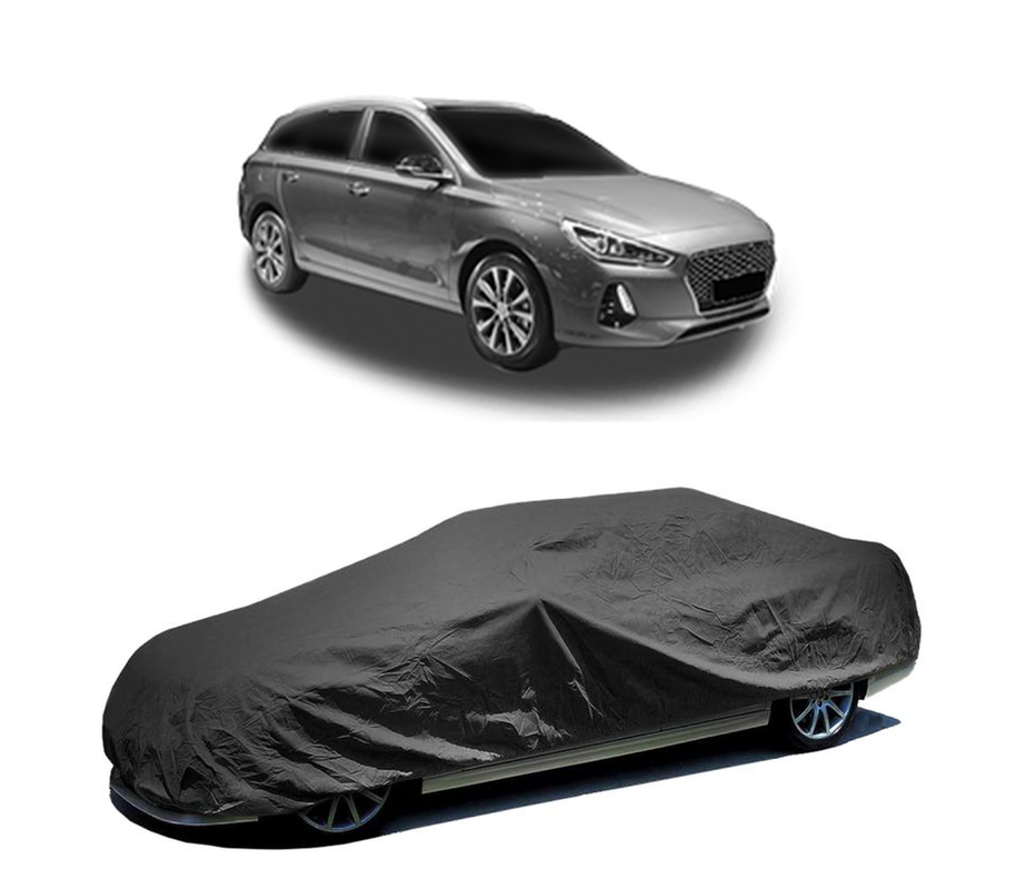 Husa tip prelata auto pentru HYUNDAI i30 Kombi Van (PDE) 2017 - 2020,culoare negru, material textil impermeabil, rezistanta la intemperii praf UV, CARPASSION Husa Protectie