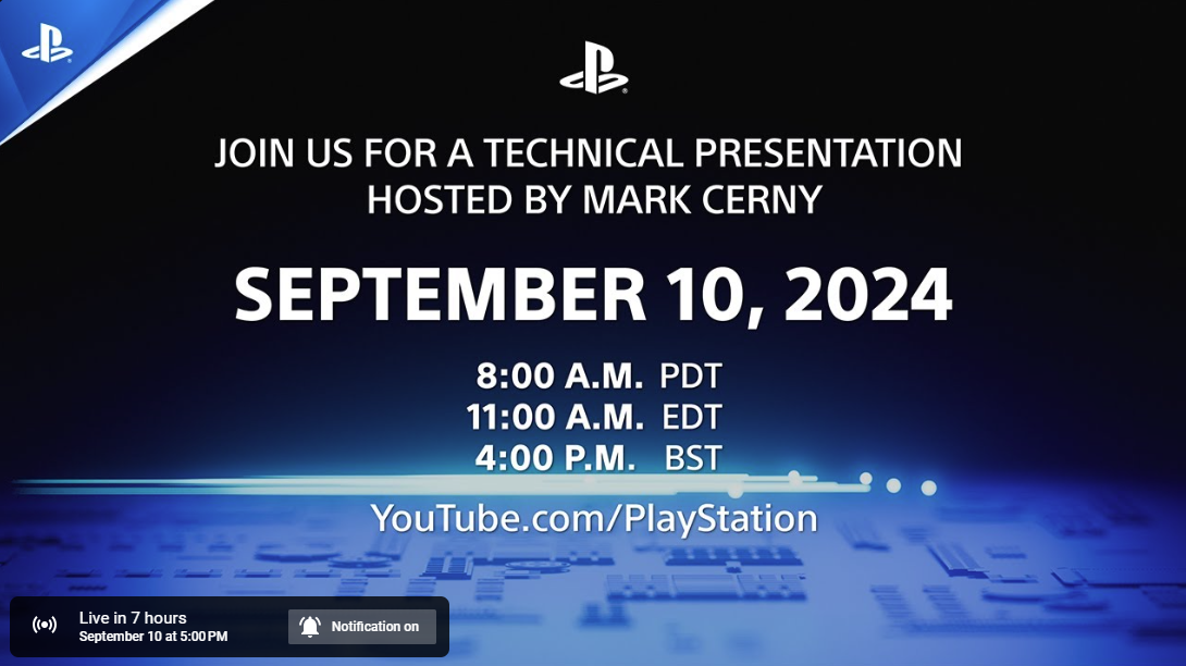 Sony confirma la presentación técnica de PlayStation 5 para el 10 de septiembre: ¿Será esta la presentación de la PS5 Pro?
