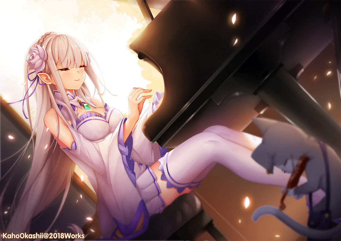 emilia_and_puck_re_zero_kara_hajimeru_isekai_seikatsu_drawn_by