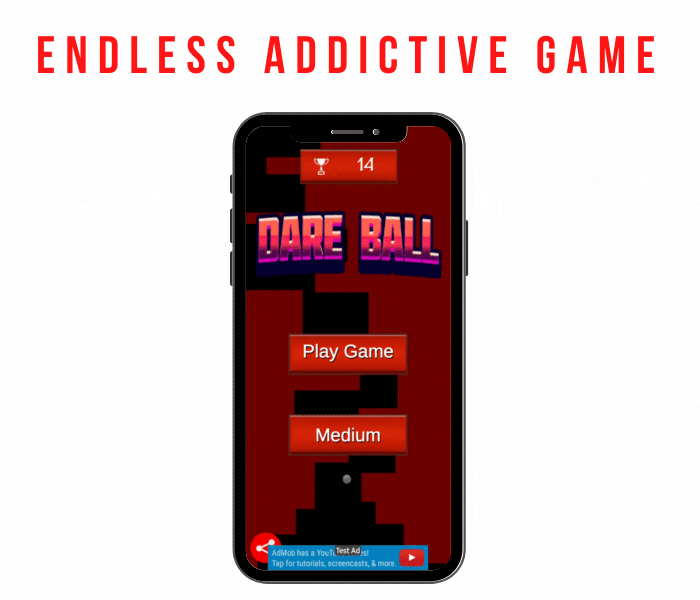 Dare Ball - Endless Addictive Android Game Template + Admob
