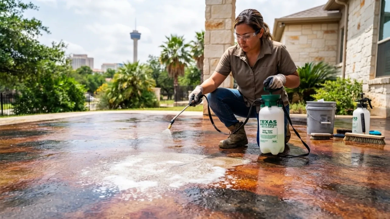 Neutralizing acid stain concrete San Antonio