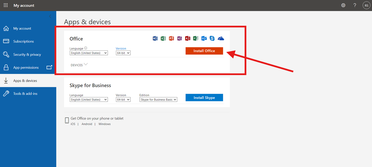 Install Office Step 2