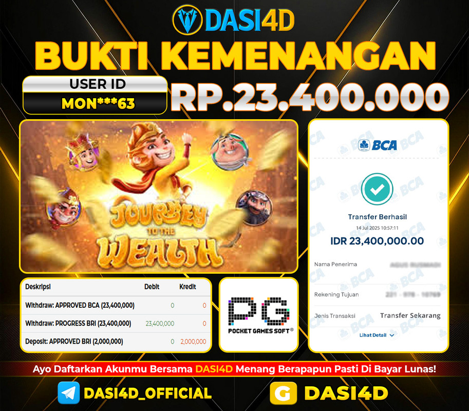 BUKTI KEMENANGAN 14 JULI 2025 DI LEGACY OF KONG RP 23.400.000