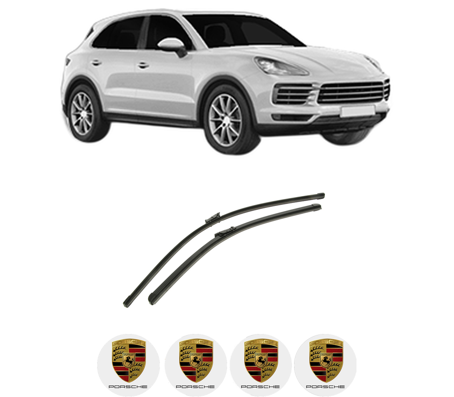Set stergatoare auto PORSCHE CAYENNE (9YA) din 2017-2021, pentru parbriz auto, 2 bucati, Bosch Aerotwin, din cauciuc siliconat rezistent, 4 Stickere Auto PORSCHE