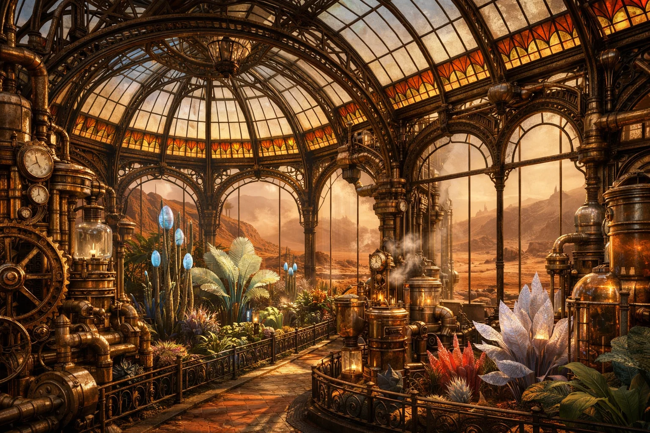 Glass conservatory pavilion concept for light-filled living.