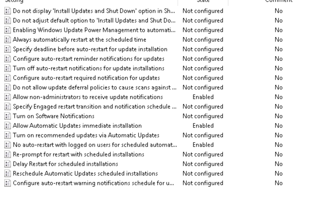 Legacy Policies Update