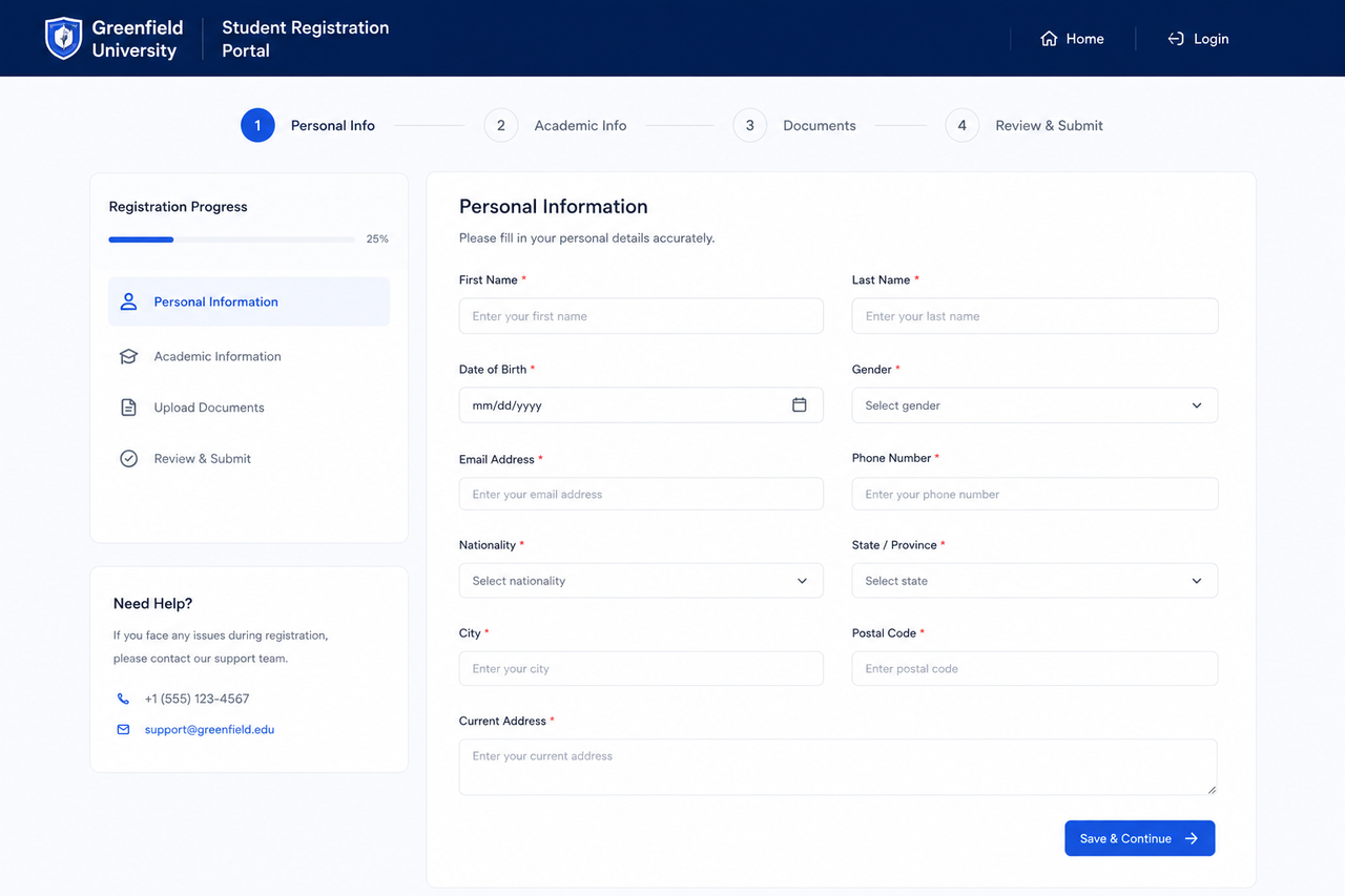 Student Registration Portal final year project sample