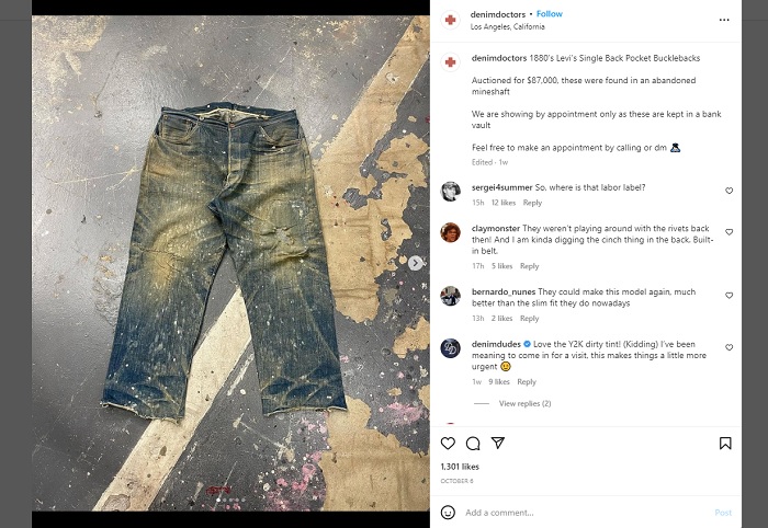 Celana jeans berusia 140 tahun ditemukan di bekas area tambang oleh seorang 'arkeolog denim', Michael Harris.