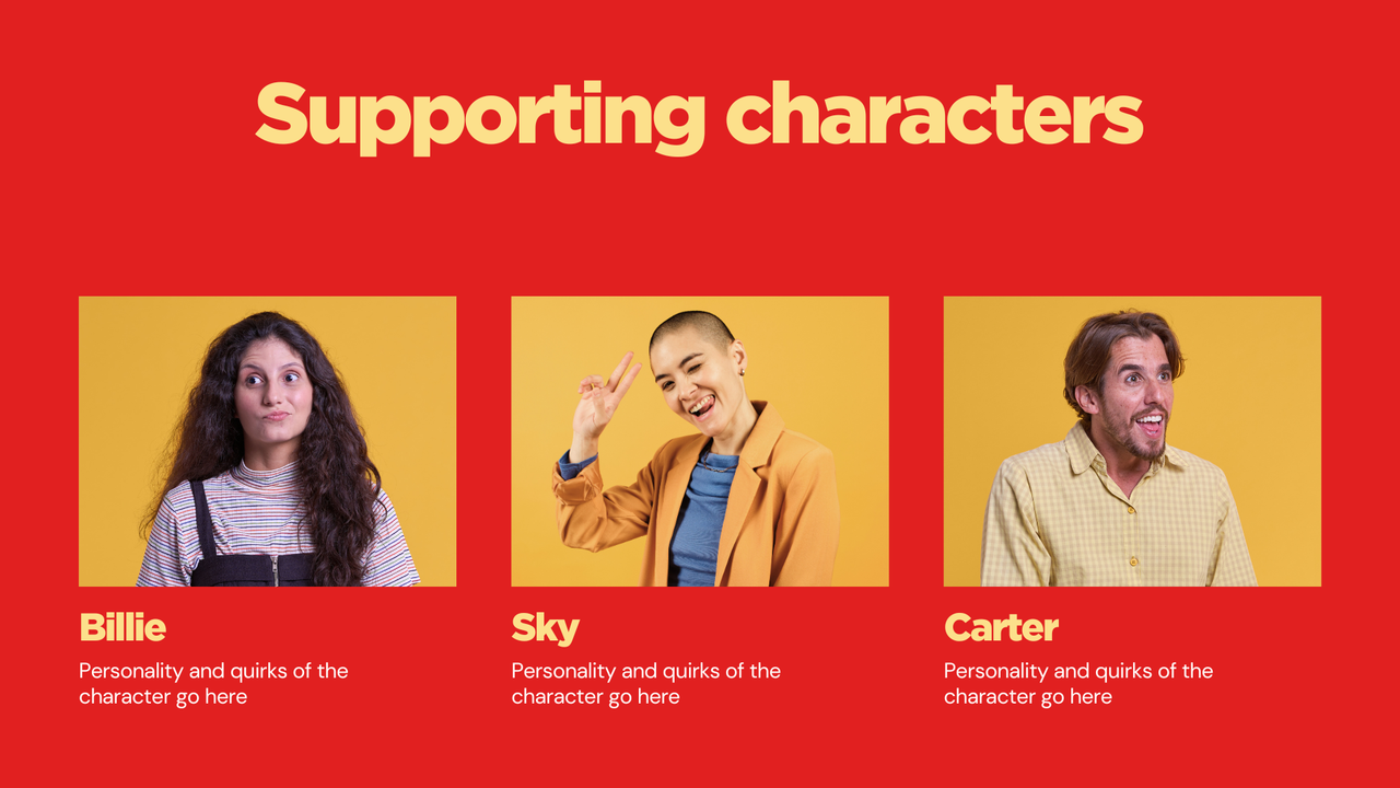 TV and Film Series Bible Presentation in Red Yellow Bold Typographic Style