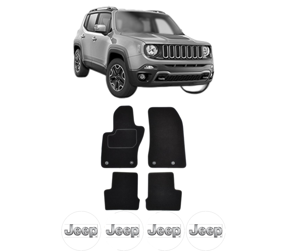 Set Covorase Presuri JEEP RENEGADE SUV (BU, B1, BV) din 2014-2018, Auto, Material Textil Mocheta, 4 Stickere auto cu JEEP