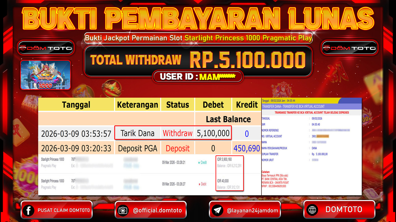 JACKPOT SLOT Starlight Princess 1000 Pragmatic Play 09 MARET 2026