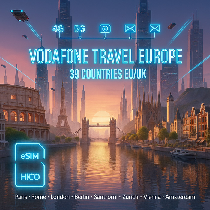 eSIM Du Lịch Châu Âu 39 Quốc Gia Vodafone Travel từ HICO