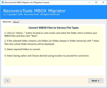 RecoveryTools MBOX Migrator v6.4