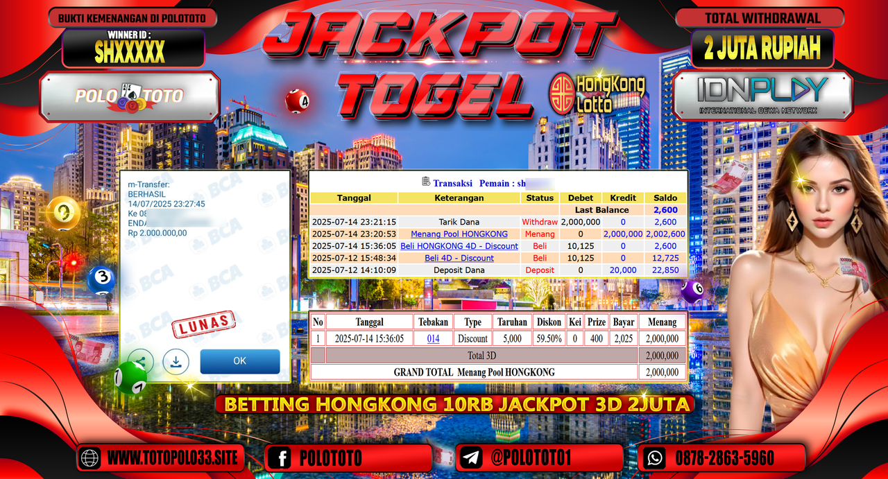 POLOTOTO JACKPOT TOGEL HONGKONG LOTTO Rp.2.000.000,-