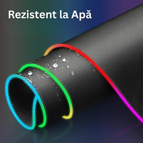 Голяма гумена подложка за мишка, за игри, офис, с RGB LED осветление, неплъзгаща се, шевове против разкъсване, водоустойчива, семпъл модел, USB кабел включен, 80 x 30 см, черна