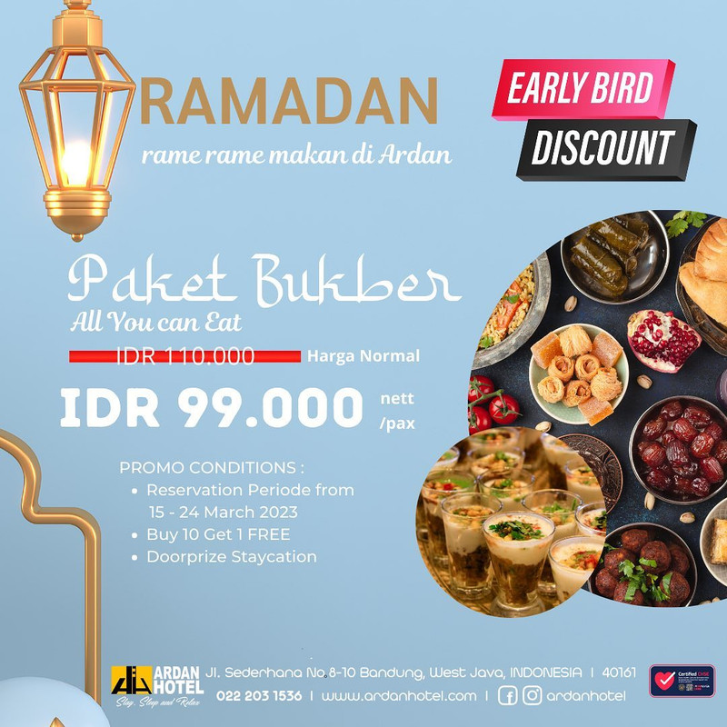 Ardan Hotel, hotel di Bandung yang menawarkan paket bubker all you can eat.