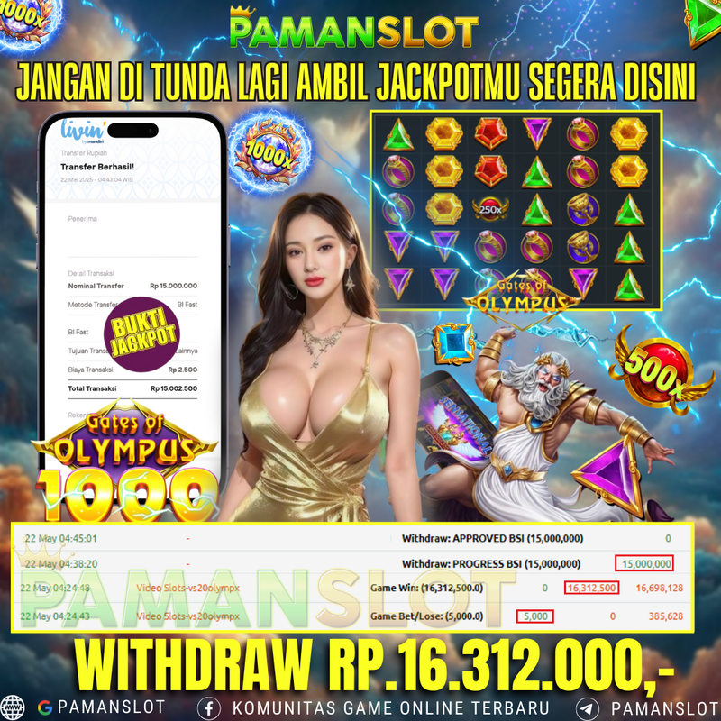 PAMANSLOT JACKPOT SLOT GATES OF OLYMPUS 1000 Rp. 16.312.000 - LUNAS