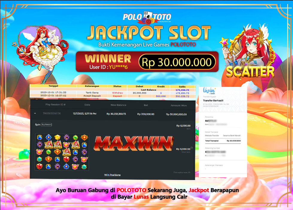 BUKTI PEMBAYARAN JACKPOT DIPOLOTOTO DIBAYAR LUNAS!!!