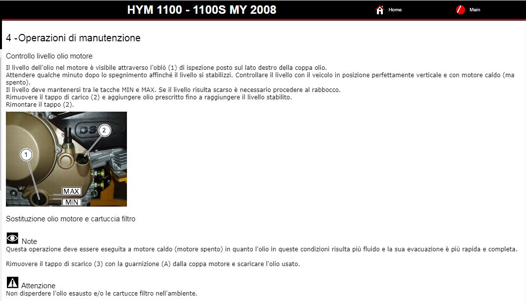 HM 1100S Manutenzione - Olio motore_1