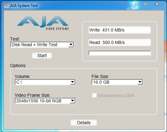 AJA test raid 5-  8 disks
