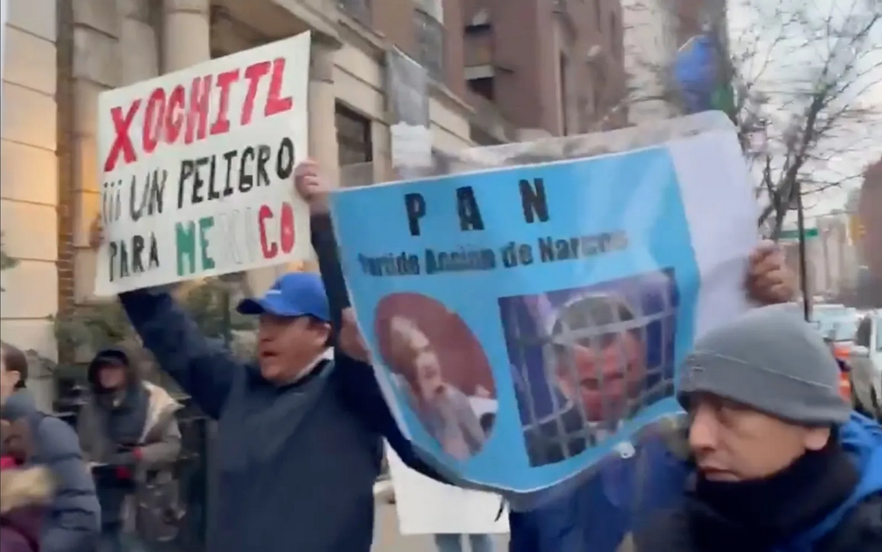 Protestas contra Xóchitl Gálvez en NY; equipo de campaña acusa boicot