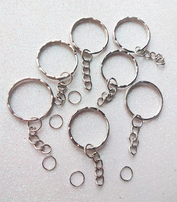 Set 12 Argollas Metálicas martilladas de 2cm Para Llaveros