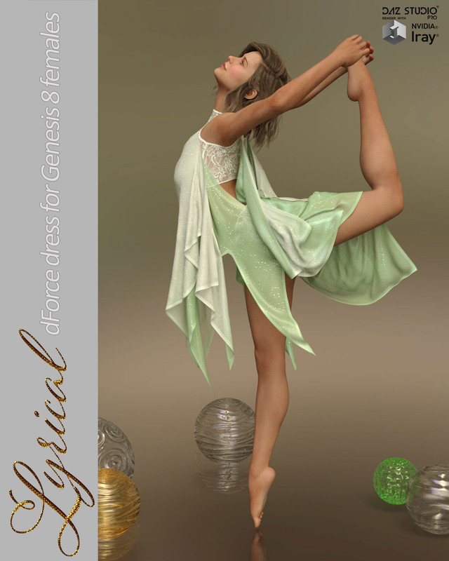 Lyrical dForce dress for Genesis 8 Females Lyrical dForce dress for Genesis 8 Females