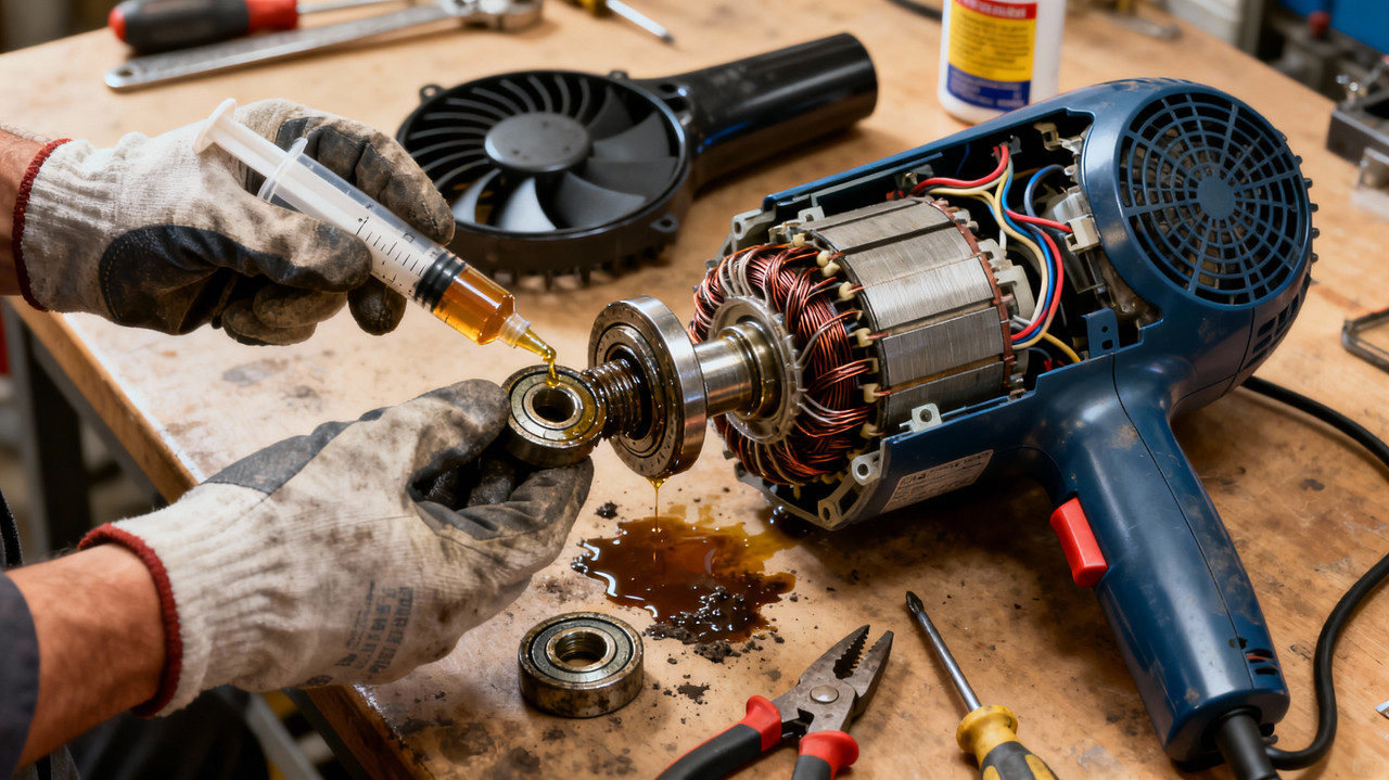 Устранение шума в двигателе фена